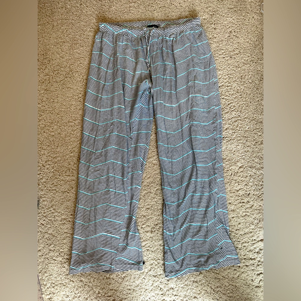 Teal, black, and white striped pajama/lounge pants. BARELY worn.